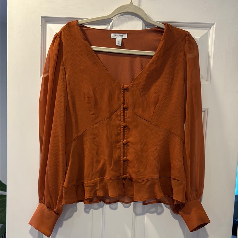 Elegant Rust Button-Up Blouse